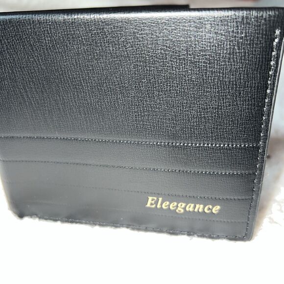New Mens Black Elegance Leather Bifold Wallet ID Window Card Photo Cash Holder - Picture 13 of 13
